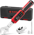 SUERCUP Adjustable Digital Torque Wrench 0.66-44.29Ft.Lb/0.9-60N.m,9x12 mm Open End Hvac Torque Wrench with 3/8 Drive Ratchet Head&42mm Jaw, Vibration, Buzzer,LED Notification for Split AC, Bike, Moto