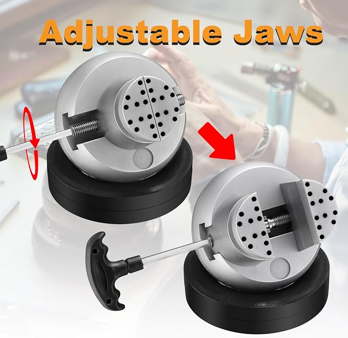 DZQ 5" 37 PCS Ball Vise Engraving Setting Tool 360°Rotation Bench Vise