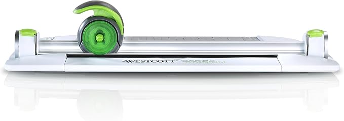 Westcott 12" CarboTitanium 45mm Rotary Metal Base Trimmer, White, Green (16718)