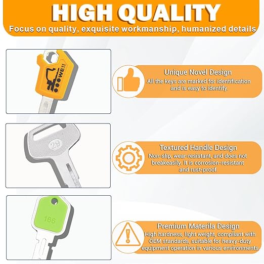 13 Contractors Heavy Equipment Keys Master Set, Construction Agricultural Equipment Ignition Keys for CAT Caterpillar Komatsu JD Lucas New Holland Bobcat JCB Case Hitachi Hyster Takeuchi Kobelco
