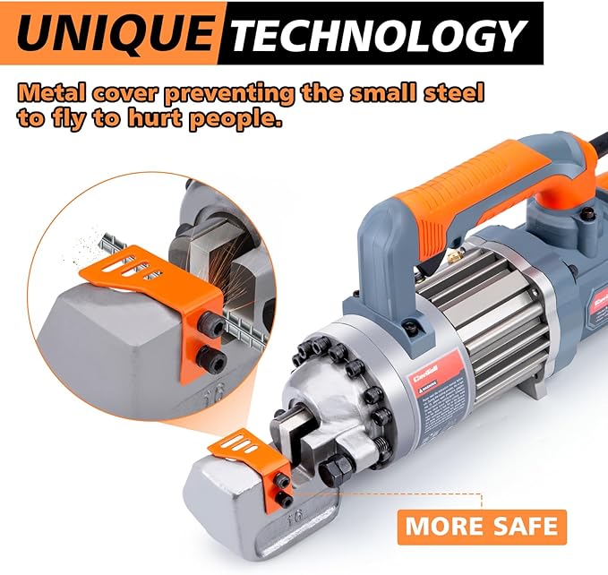 5/8 Inch Electric Hydraulic Rebar Cutter, Portable Rebar Cutter, Cutting up to 4-16mm #5 Rebar, Cutting Speed 1-1.5S 1000W RC16B (Grey + Orange)