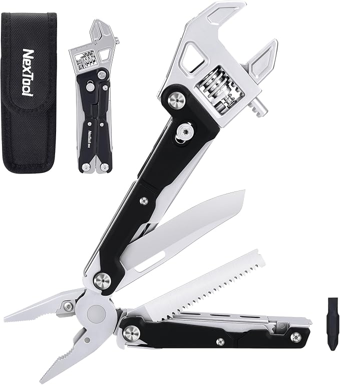 NexTool W4 Ratchet Wrench Multitool, 11-in-1 Folding Pliers Heavy-Duty | 8Cr14Mov Blade, Locking Saw, Hidden Bit Driver, Multitool Pliers, Adjustable Wrench for Camping, DIY, Professional Repairs