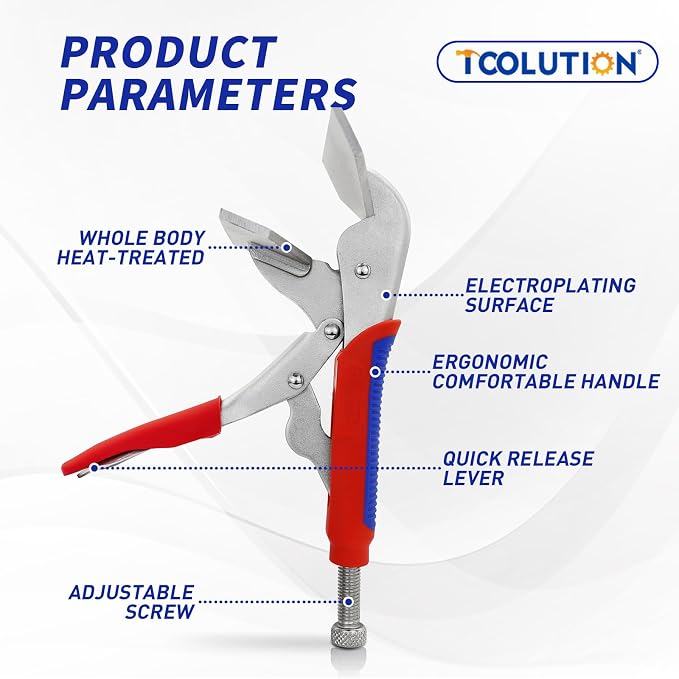 10-Inch Locking Sheet Metal Clamp, Heavy Duty Adjustable Welding Pliers with Trigger Release, Nickel Plated Metal Bending Tool for Welding & Metalworking