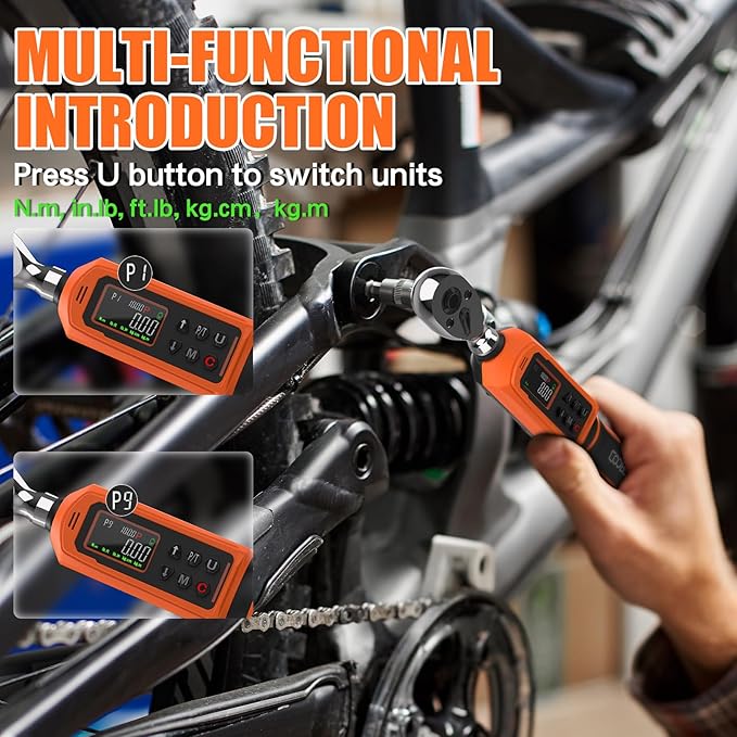 coobeast Digital Torque Wrench 1/4 Drive, 0.33-22.1 Ft.lbs./0.45-30Nm Range, Electronic Torque Screwdriver with Dual Direction Ratchet, Buzzer and LED Alert for Bicycle, Bike, DIY and Home Repair