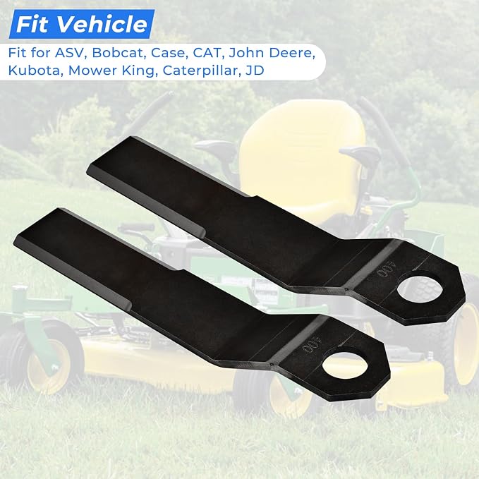 Replacement Bush Hog Blade Cutter Lawn Mower Blades Heavy Duty AR400 Steel Compatible with SkidSteer ATV Mower King Bush Hog Replacement Parts Blades, 7mm Thickness 2PCS