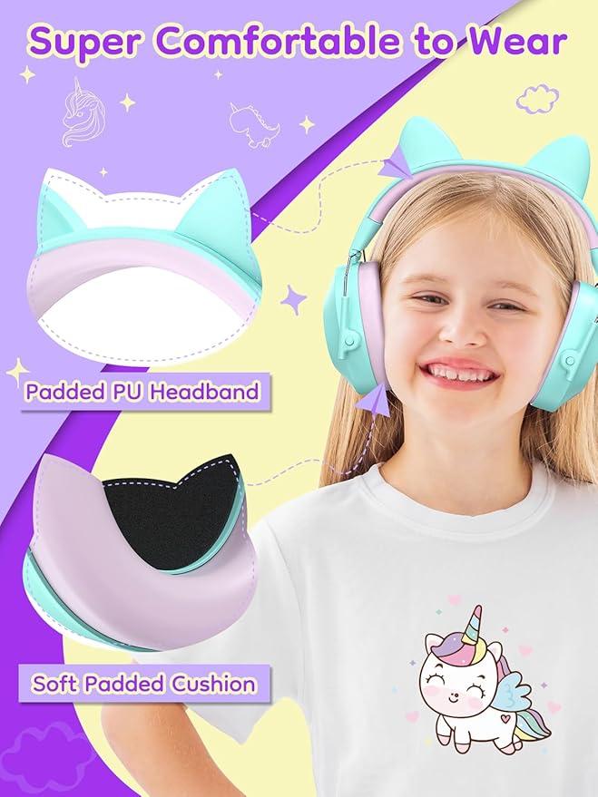 Dr.meter Noise Cancelling Headphones for Kids Adults, 32dB SNR Super Cute Ear Protection Ear Muffs for Autism Sensory, Hearing Protection Earmuff for Monster Jam Concerts Fireworks Car Race