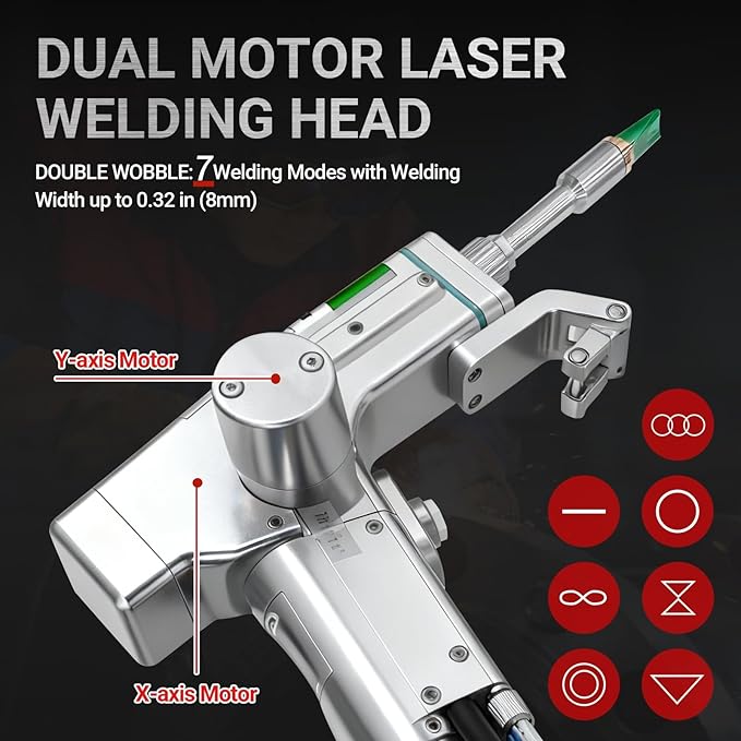 US Stock! 2000W Laser Welding Machine Double Wobble 6 in 1 Laser Welder/Cleaner/Cutter/Underwater Welding/Tack Weiding/Weld Seam Cleaning with Double Wire Feeder for Metal