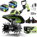 6000mAh Cordless Rototiller Tiller for Gardening,20v Battery Powered Electric Garden Tiller Cultivator,9" Width 7" Depth,Lightweight Small SoilTiller for Cultivating/Lawn/Garden Tool (Green)