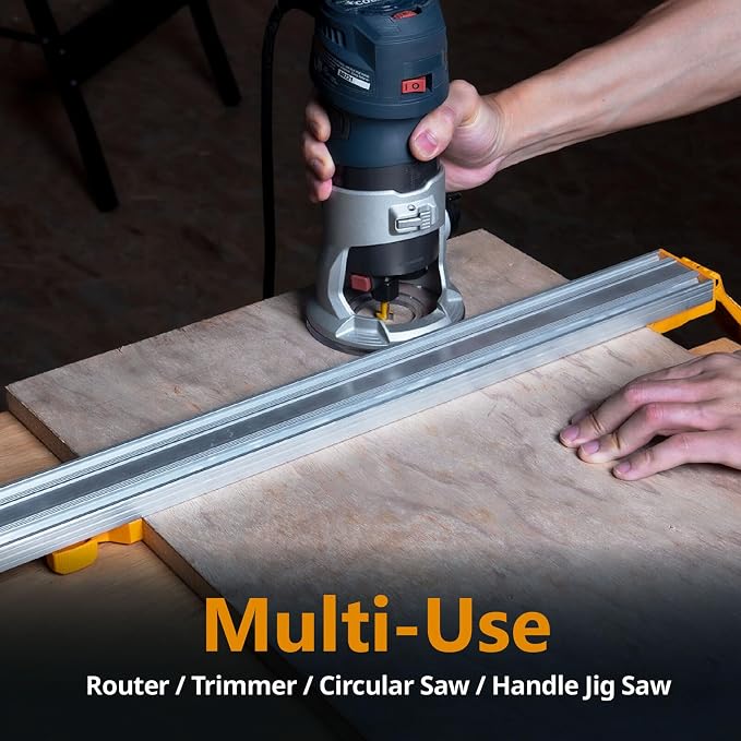 POWERTEC 72390 Circular Saw Track Plate with 36 Inch Straight Edge Clamp, Tool-Free Mounting System, Adjustable Fence for Fast and Accurate Cuts