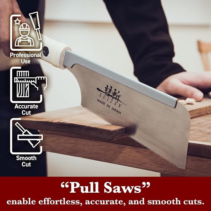 SUIZAN Dozuki Dovetail Saw 6" Rip Cross Cut - Japanese Pullsaw Hand Saws | Professional Pull Saw for Woodworking Joinery Tenon Furniture Making DIY Tools Fine Wood Cut Miter Sharp Replaceable Blade