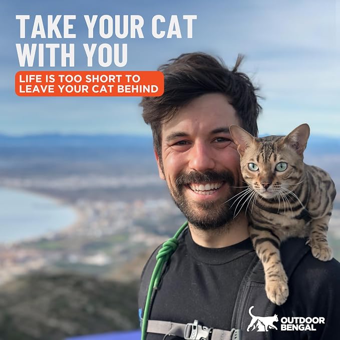 Houdini™ Escape Proof Cat Harness and Leash (Black, M/L) | Adjustable walking vest with 6ft lead, premium padded finish, snug secure fit, lightweight for travel and outdoor adventures