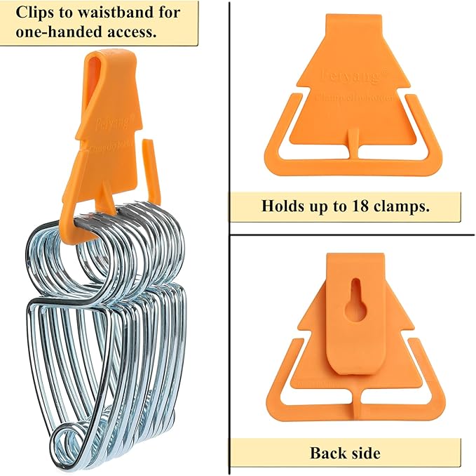 Miter Spring Clamps Classic Kit for Woodworking | Set includes 16 clamps,1 pliers,1 clamp holder for wood trim,crown molding,picture frames. Finish carpentry tools.