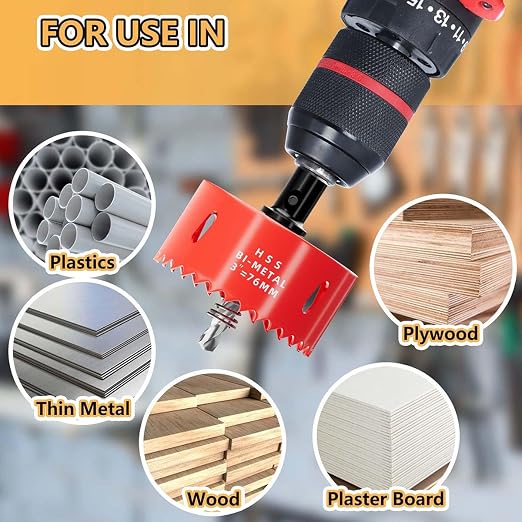 3 in. Bi-Metal Hole Saw Drill Bit - General Purpose Saw for Wood, Plywood, Cornhole, Ceiling, and Drywall - Includes Arbor & Pilot Bit