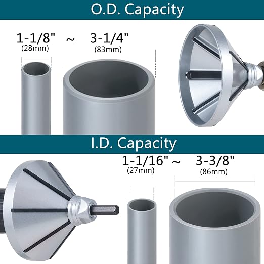 ORXPLUS TOOLS 2 in 1 Inner-Outer Deburring Tool for PVC, CPVC, PP, PE, PEX, ABS, Copper, Aluminum and Plumbing Tool with OD 1-1/8" to 3-1/4" ID 1-1/16"to 3-3/8"