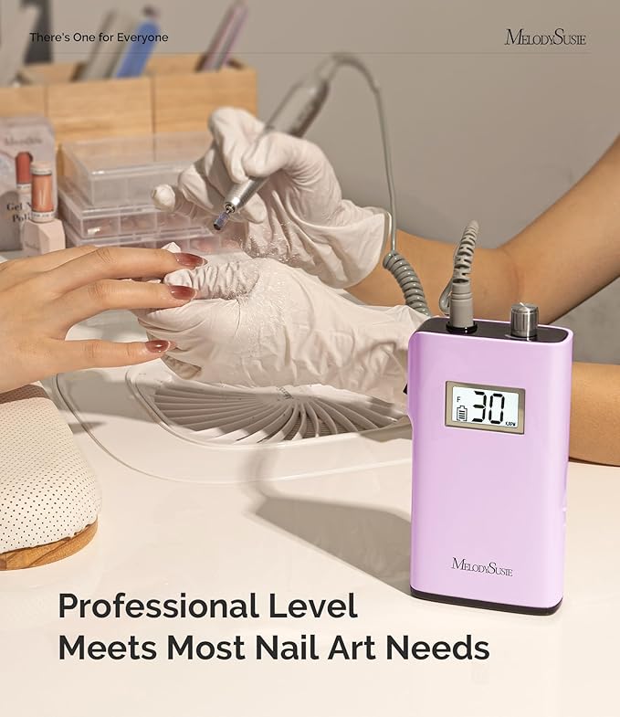 MelodySusie Entry-Level Clip-On Rechargeable Nail Drill, SC320H 30000RPM Popular Classic E-File with LCD Display for Manicure Shaping & Gel Removal, Perfect for Training, Nail Art Practice & Home Use