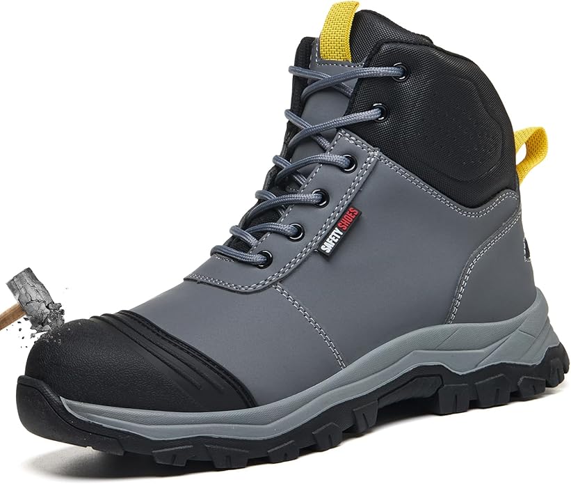Work Boots for Men,Lightweight Breathable High Top Steel Toe Boots,Indestructible Steel Toe Shoes,Non Slip Safety Work Shoes.
