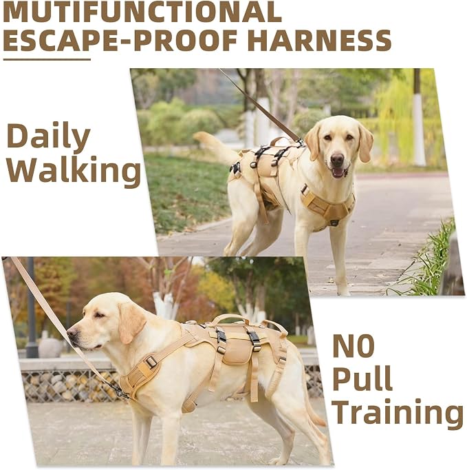PUPTECK Dog Lift Harness for Medium Large Sized Dog, Rehabilitation Sling for Hind Leg Support, Multifunctional Mobility Assistance Harness for Old, Disabled, Joint Injuries, Paralysis Dogs, Brown M