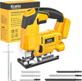 Ecarke Cordless Jig Saw Compatible With Dewalt 20V Battery, 4 Orbital Sets, 6 Variable Speeds Control, Dust-Blowing, ±45° Bevel Cuts, LED Light and 6PCS Blades for Straight Curve Cutting, Tool Only