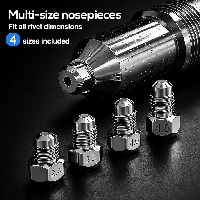 Professional Electric Rivet Gun Adapter Kit, 2026 New Electric Rivet Nut Gun Drill Adapter, Rivet Gun Tool Riveter Drill Attachment for Cordless Electric Power Drills (1 Set)
