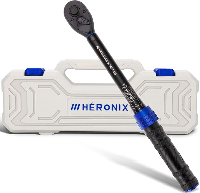 3/8-Inch Drive Click Torque Wrench, 5–50 Ft-Lb (6.8–67.8 Nm) ±3% Accuracy, Loud Click, Dual Scale, 72-Tooth Mini Torque Wrench for Bike, Motorcycle, Car & Spark Plug Maintenance