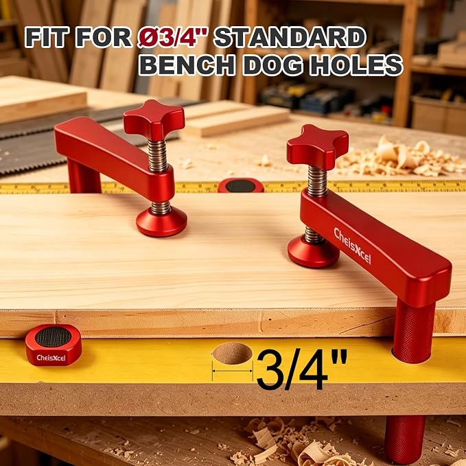 12pc 3/4" Bench Dog Clamp Detachable Extended Rod for Woodworking