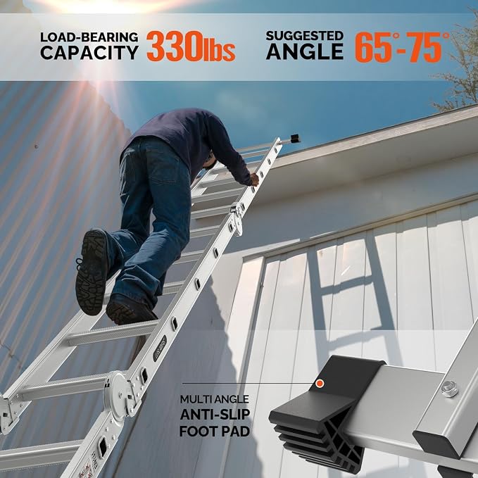 18.5 FT Folding Ladder, LUISLADDERS Multi-Purpose Ladder, Aluminium Extension Ladders 7 in 1 Heavy Duty Combination EN 131 Standard
