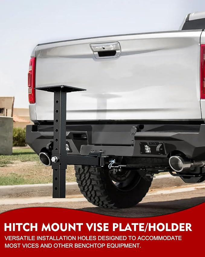 Heavy-Duty Hitch Mount Vise Plate, Hitch Vise Holder with Adjustable Height | Universal Fit for 2-Inch Receiver