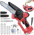 Mini Chainsaw Cordless Compatible with Milwaukee M18 18V Battery (NO Battery), 6 Inch & 8 Inch Small Electric Chainsaw Brushless, 2x 6'' Chains + 2x 8'' Chains, Auto Oiler, Handheld Pruning Chain Saw