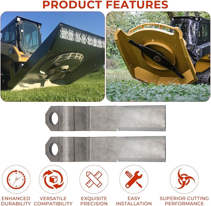 MOTOQUEEN Heavy Duty Replacement Bush Hog Rotary Grass Cutter Blades Mower Blade 10mm Mild Steel for Mower King Skidsteer 2-3/8" x 14" x 3/8" Rotary Replacement Blades for Brush Mowers (2 Blade Set)