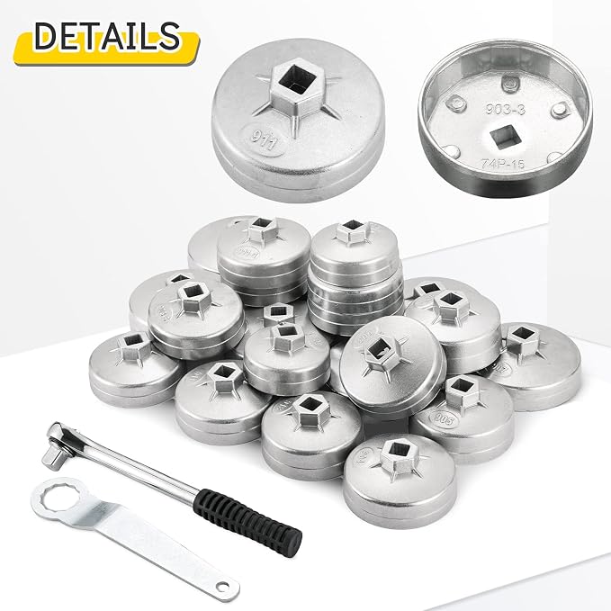 23PCS Oil Filter Removal Tool, Oil Filter Removal Cap Wrench Socket Tool Set 1/2" Automotive Removal Garage Tool