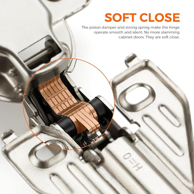 JOY DECOR Full Overlay 2 Packs (1 Pair) Concealed Kitchen Cabinet Hinges 105 Degree Soft Close Adjustable Cabinet Door Hinges for Face Frame Cabinet
