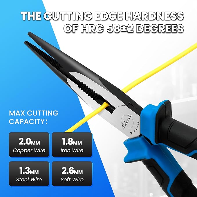 Needle Nose Pliers, mshandto 8" Long Nose Pliers for Wire Bending, High Carbon Steel Needle Nose Plier, Serrated Jaw Pliers for Jewelry Making, Electronics Repair, Object Grasping, Craft Making