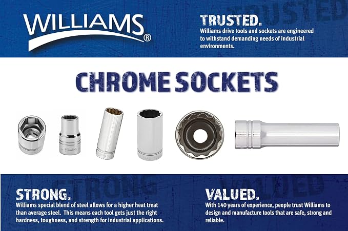 Williams B-626 3/8 Drive Shallow Socket, 6 Point, 13/16-Inch