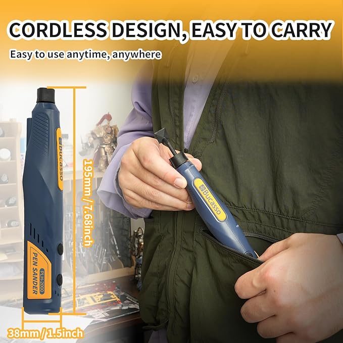 Cordless Pen Sander, 5-Speed and USB Charging with LED Light, Multi-Purpose Power Tool, Mini Power Sander for Sanding, Polishing, Finishing, DIY Crafts