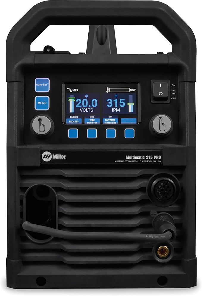 Miller Multimatic 215 PRO Multiprocess Welder – MIG (Steel & Aluminum), DC TIG & Stick Welding Machine, 120V/240V, Home & Workshop Equipment with Spool Gun Capability
