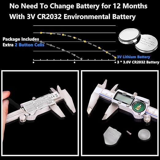Digital Caliper Measuring Tool, IP54 Waterproof Stainless Steel Vernier Caliper Digital Micrometer with Large LCD Screen, Easy Switch from Inch Metric, 6 Inch Caliper Tool for DIY/Household
