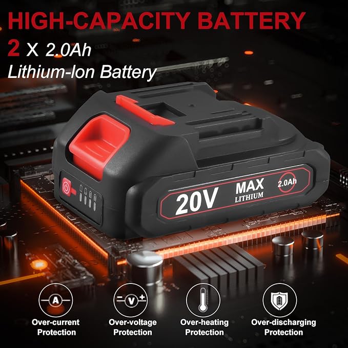 AOBEN 20V 3/8" Cordless Ratchet Wrench Kit, 60 Ft-lbs Brushless Electric Power Ratchet with Variable Speed, 2X2000mAh Lithium-Ion Battery, Charger, 8 Sockets, 1/4" Adaptors, 6" Extension Bar