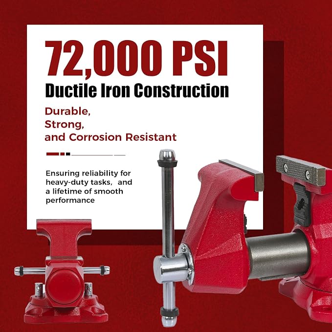 5"Bench Vise, 5.5"Jaw Opening 360° Swivel Base 3.5" Throat Depth