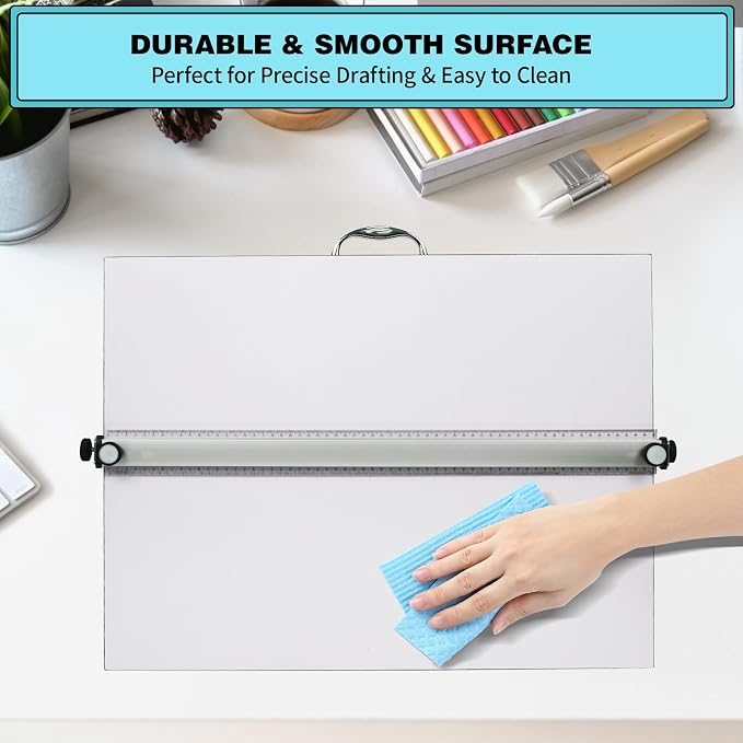 Portable Drafting Board, 20"X26" Professional Architecture Drafting Board, Tabletop Drawing Board with Ruler & Parallel Bar, Drafting Tools for Architects, Artists, Engineers, and Designers