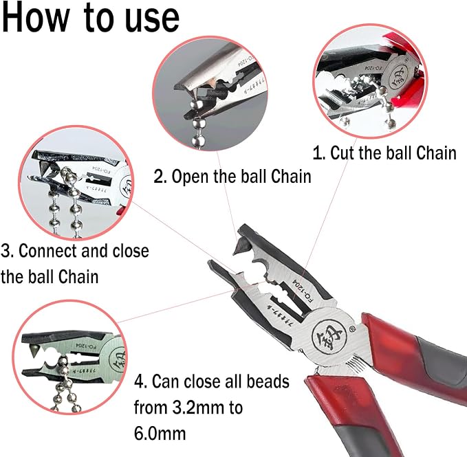Chain Joining Tool Pliers for Metal Ball Chains, Manual Cutting Joining Plier, Ball Metal Connector Tool Splicing Combination Pliers For Curtain Roller Blind Accessories Connector