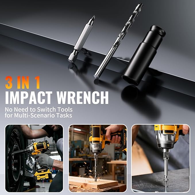 Cordless Impact Wrench: Brushless 1/2-inch, Power Impact Gun Kit, 2 x 4.0Ah Batteries, Fast Charger, 5 Sockets, Variable Speed Electric Impact Driver for Car/Home/Construction