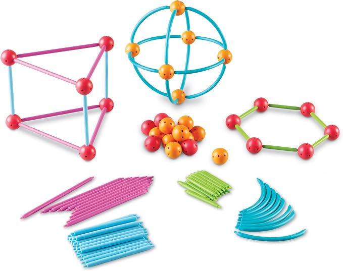 Learning Resources Geometric Shapes Building Set - 170 Pieces, Ages 5+ Math Learning Games for Kids, Early Math Skills, Back to School Activities, Classroom Games for Teachers