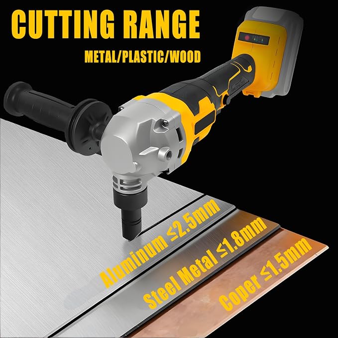 Cordless Metal Nibbler Compatible with DeWalt 20V Battery, DEROLT 18 Gauge Sheet Metal Cutter with 3000RPM Brushless Motor, Electric Nibbler with Assist Handle & 2 Blades (No battery)