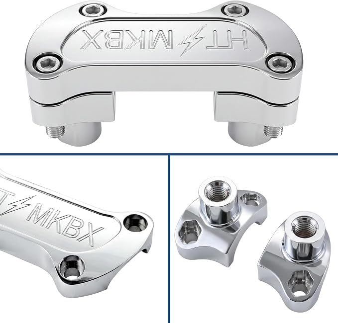 Chrome 1.25 inch Handlebar Riser Top Clamp Kit, 7075 Aluminum Bar Riser for 1.25” Handlebars, Fits Harley Touring Sportster Softail Dyna Models
