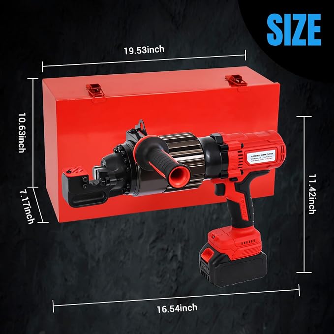 LOSCHEN 360-degree Rotation Cordless Rebar Cutter,Portable Handheld Rebar Cutting Saw,Electric Hydraulic Rebar Cutter,Cutting up from 3/20" #3 to 5/8" #5 (4-16mm) Rebar (Li-ion Battery Version)