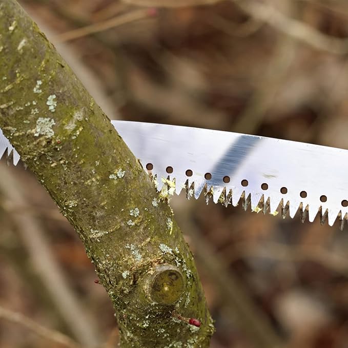 14FT Pole Saw for Tree Trimming 2-in-1 Hand Saw Steel Blade Extension Pole | Triple Ground Tooth Design Dual Hook Blade For Clean Cuts Manganese Steel Rust Resistant Tree Pruner For Tall Branches