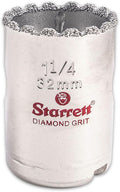 Starrett Diamond Grit Hole Saw, 1-1/4" Dia, 1-5/8" Cutting Depth | Ideal For Drilling Small Diameter Holes, 5/8-18 Thread Size, XA2/XA10 Arbor Type, Silver Finish, KD0114-N