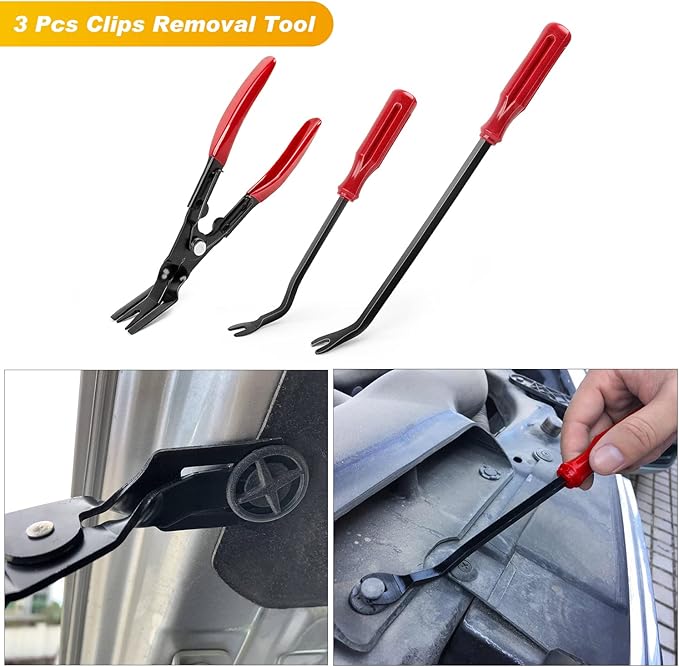 GOOACC 88Pcs Trim Removal Tool, Auto Push Pin Bumper Retainer Clip Set Fastener Terminal Remover Tool Adhesive Cable Clips Pry Kit Car Panel Radio Removal Auto Clip Pliers