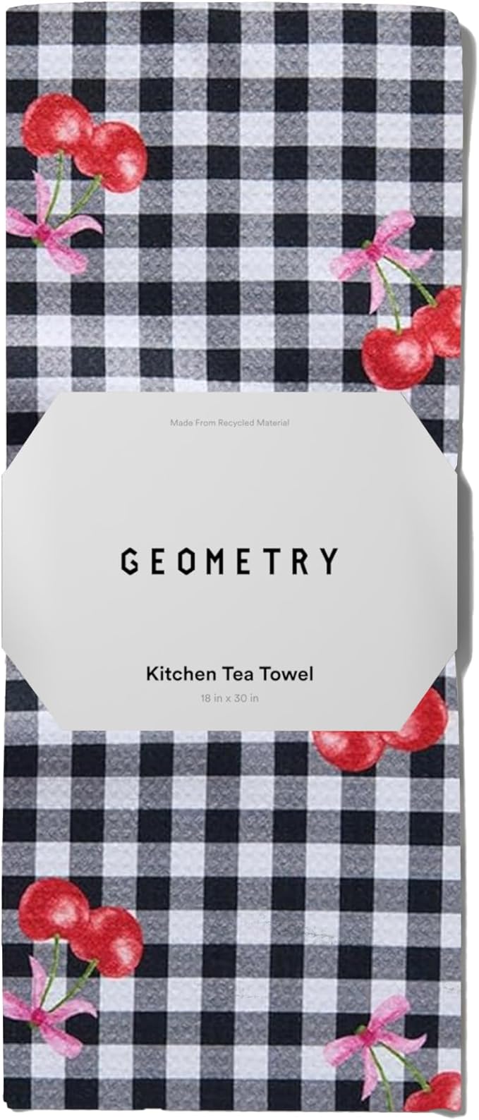GEOMETRY Tea Towels – Spring & Summer Collection – Quick-Dry, Ultra-Absorbent, Reusable Microfiber Kitchen Towels for Drying & Cleaning (Cherry Bow, 2-Pack)