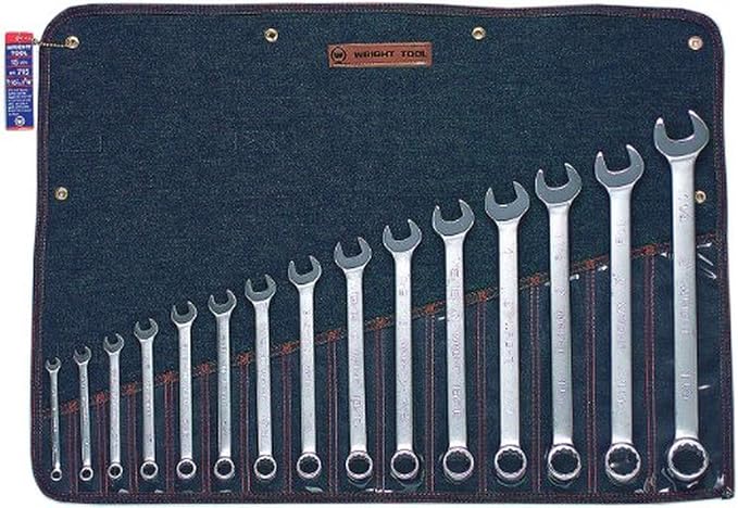 Wright Tool 715 Combination Wrench Set 12 Point Satin Finish 15 Piece 5/16 To 1-1/4 Inch Forged Steel Anti-Slip USA Made Wright Grip 2.0